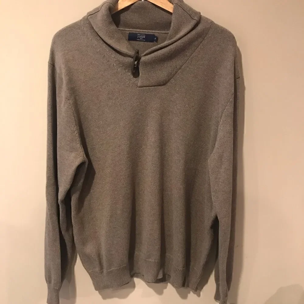 J Crew mens cotton sweater  with toggle at neckline XL